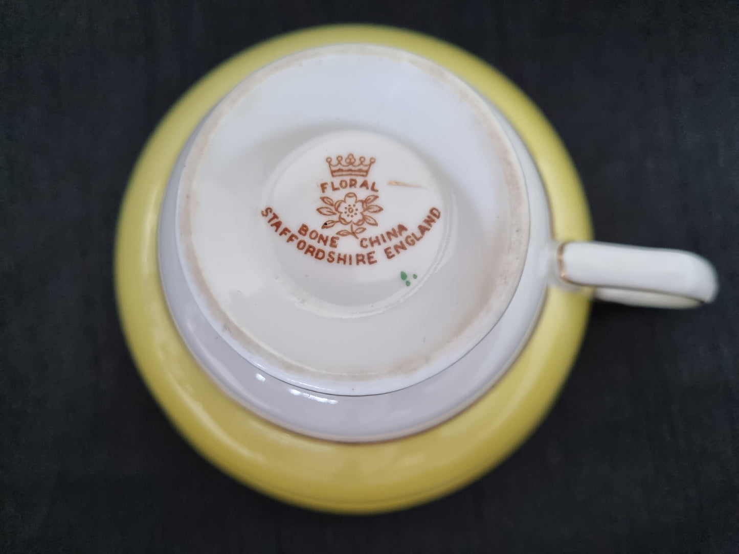 Staffordshire Vintage Tea Cup and Saucer with yellow flowers