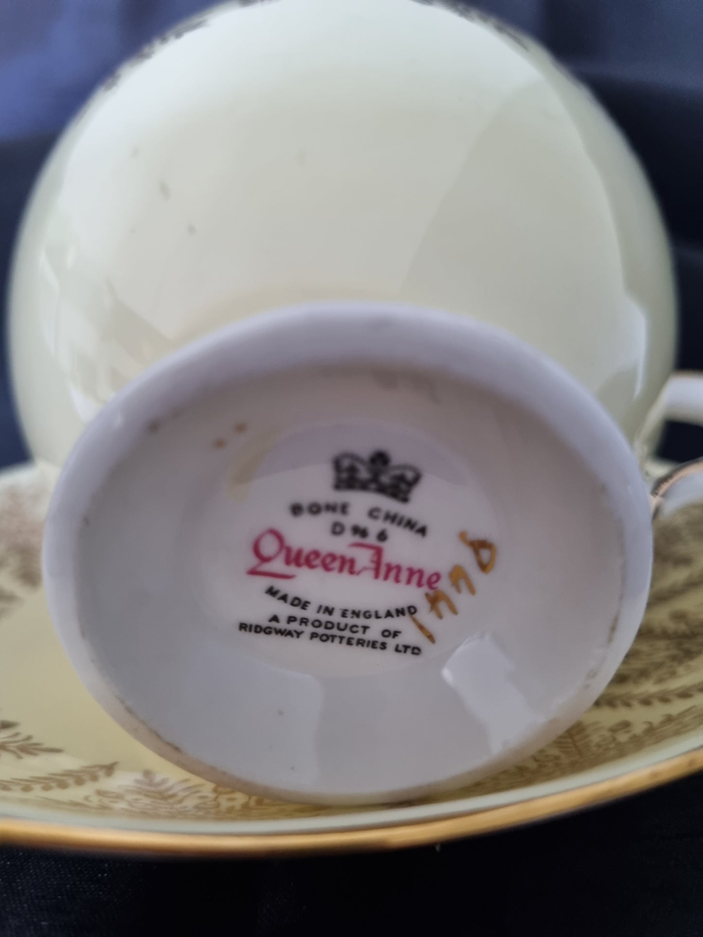 Queen Anne Vintage Tea Cup and Saucer Yellow and Gold