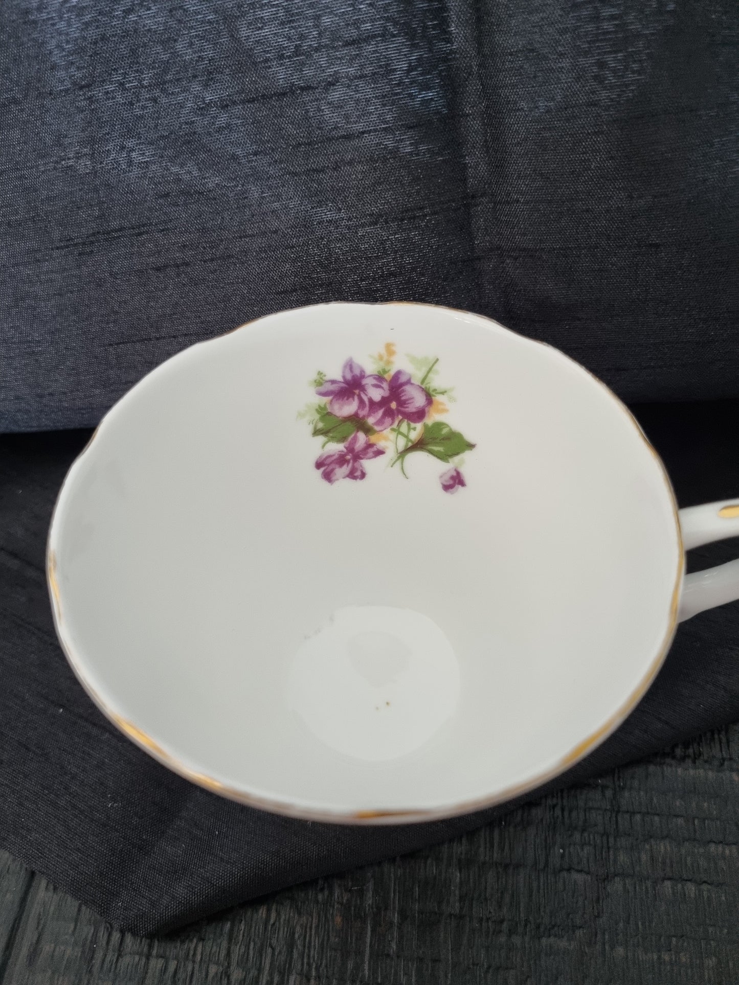 Collingwood Vintage Tea Cup and Saucer with purple flowers