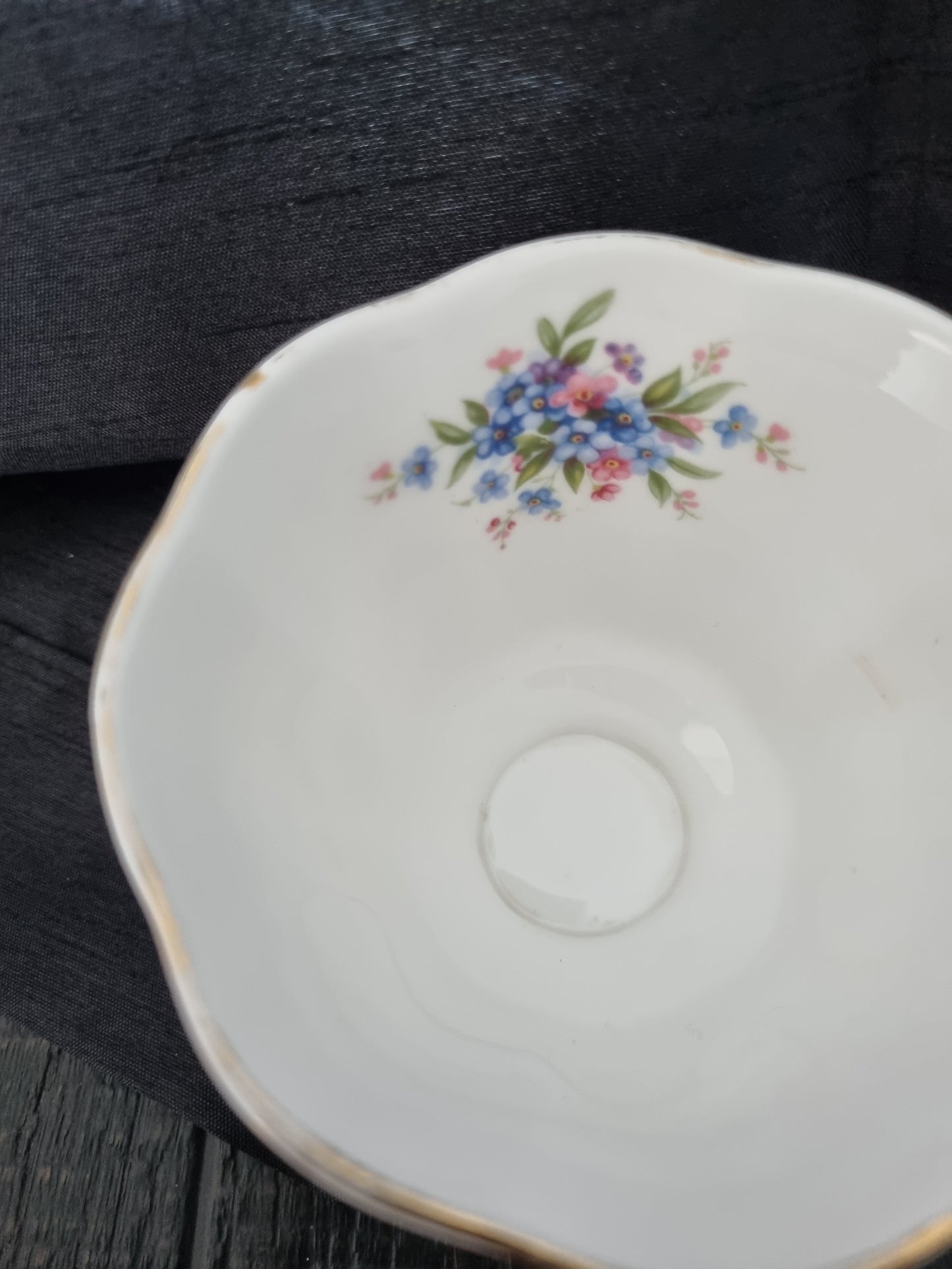 Royal Albert Vintage Tea Cup and Saucer Blue Floral Pattern