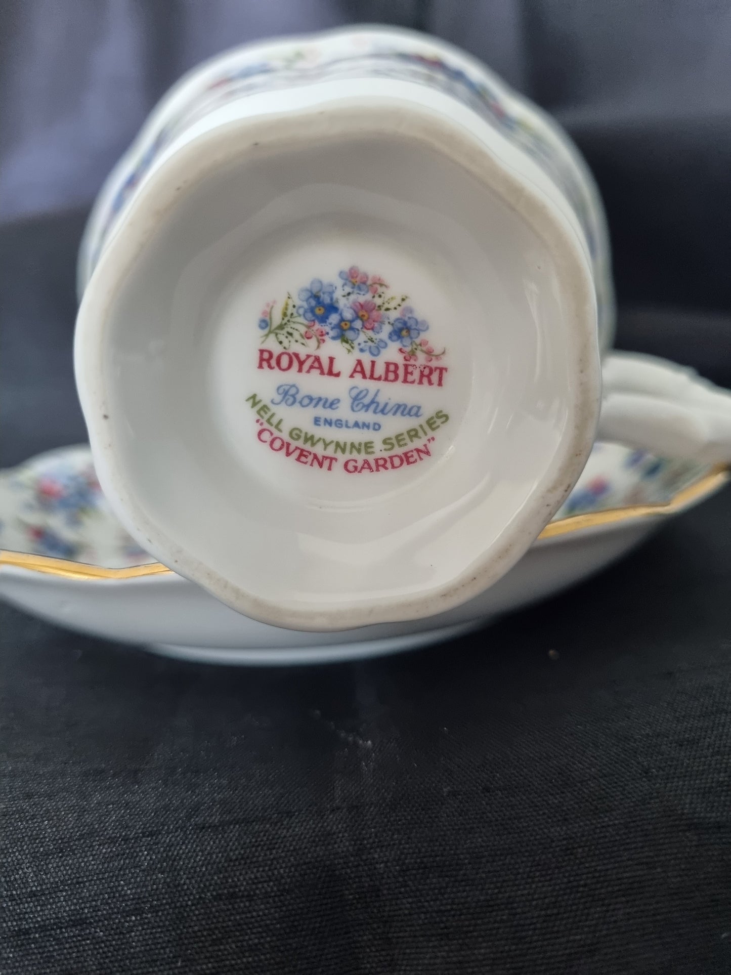 Royal Albert Vintage Tea Cup and Saucer Blue Floral Pattern